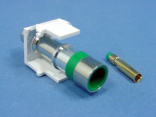 Leviton Quickport White Compression RCA Coax Connector Green Center 40782-RVW - Picture 4 of 5