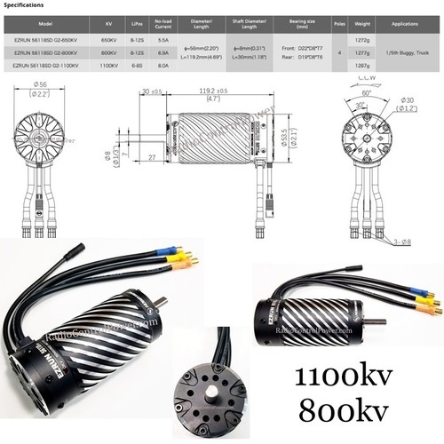 RCP Hobbywing EZRUN MAX 56118 SD G2 Brushless Motors 800kv or 1100kv - Picture 2 of 8