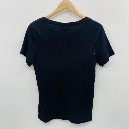 Karen Scott Womens Size Small Short Sleeve Cotton Henley Top in Deep Black 1408 - Picture 4 of 7