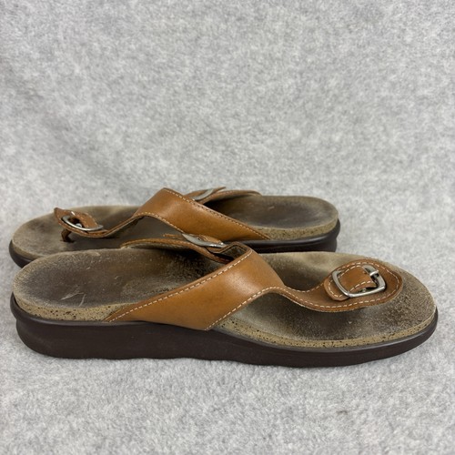 Womens SAS Sanibel T-Strap Brown Leather Slingback Thong Sandals 7.5 M Slip On - Picture 5 of 8