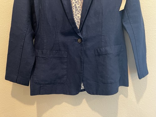 Old Navy Linen Blend Navy Blue Lightweight One Button Blazer Women’s Size M NWT - Picture 3 of 10