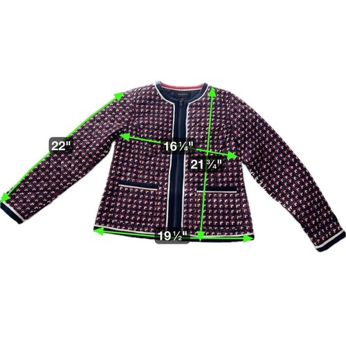 Talbots Reversible Quilted Jacket XS – Navy & Red Geometric Print - Picture 14 of 16