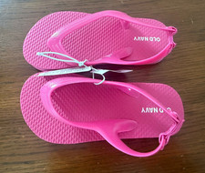 Old Navy Pink Flip Flop Sandals Slip On Synthetic Logo Straps Little Kids 9