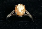 Vintage 925 Sterling Silver Cameo Ring Size O E782