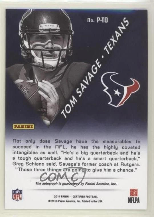 2014 Certified Potential Mirror Signatures Red /49 Tom Savage Rookie Auto RC - Image 2 of 2