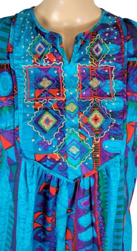 Vintage Kathleen Usherwood For Periphery Muumuu Caftan House Dress Cotton S - Picture 7 of 12