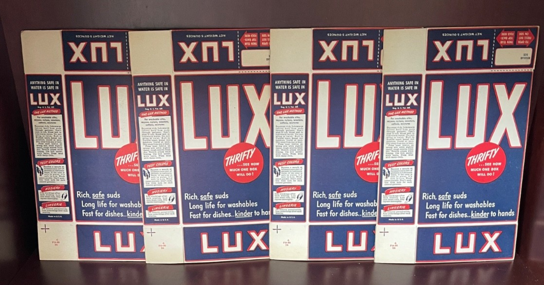LUX Laundry Detergent Vintage 1950s Soap Box - Flattened - Never