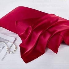 Satin Pillowcase Pillow Cases Standard Size, Cooling Queen 20x30 inch Red