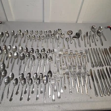 Lot of 100+ Stainless Steel Flatware Bulk Mixed Forks Spoons Knives Camp Crafts