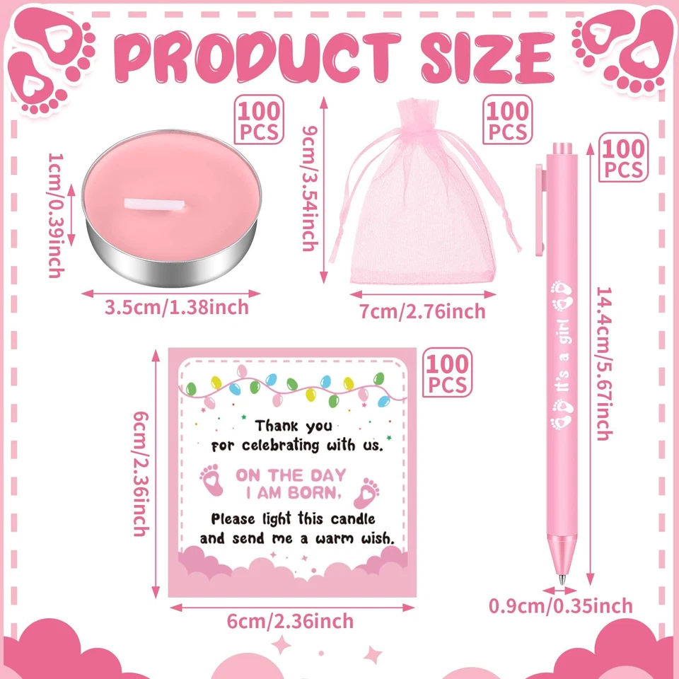 Ctosree 100 Sets Baby Shower Favors for Guests 100 Pcs Baby Shower Candles 100 - Image 2 of 4