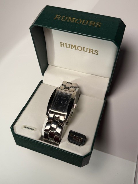 Vintage Rumours Silver Tone Rectangular Face Meta… - image 8