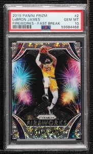 2019-20 Panini Prizm Fireworks Fast Break Prizm LeBron James #2 PSA 10 GEM MT