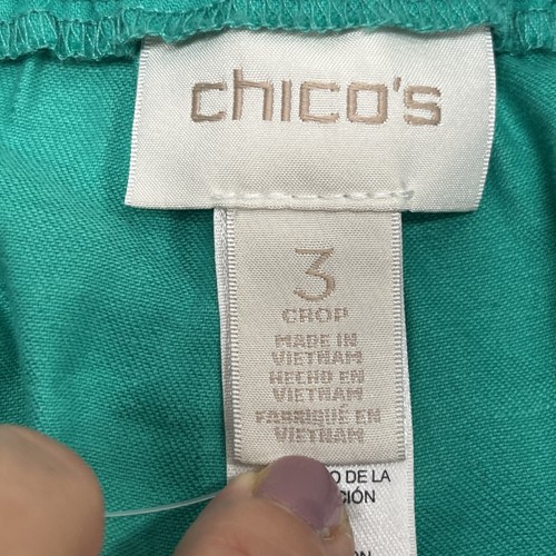 Chicos Pants Ultimate Fit Crop Pants Size 3 XL 16 Green Elastic Waist Casual - Picture 3 of 14