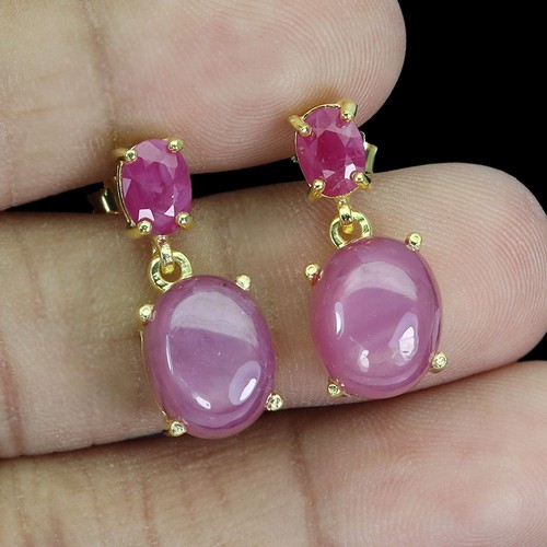 925 Sterling Silver Earrings Oval Ruby 12x9mm Natural Gemstone Jewelry - Picture 2 of 14