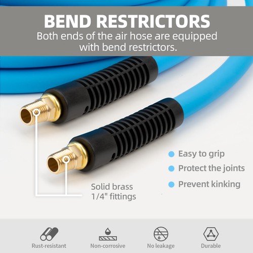 Air Hose, 3/8 in. × 25 FT, Hybrid Polymer Air Compressor Hose with 1/4" MNPT ... - Picture 3 of 6