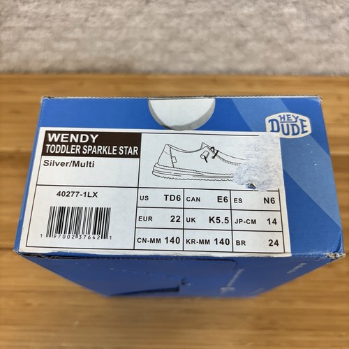 Hey Dude Wendy Toddler Shoes Size 6 Casual Sparkle Star Slip-On Sneaker NEW - Picture 6 of 6