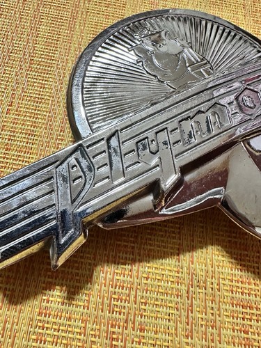 PLYMOUTH Original 1941 Chrome Automobile Emblem Badge Clipper Ship, Clean! - Picture 8 of 9