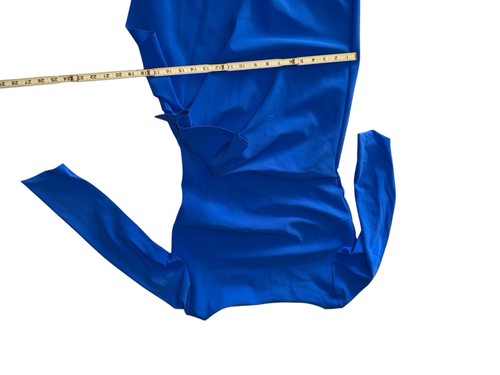 CHIARA BONI LA PETITE ROBE Draped Faux Wrap Bodycon Midi Dress Blue IT 46 /US 10 - Picture 9 of 13