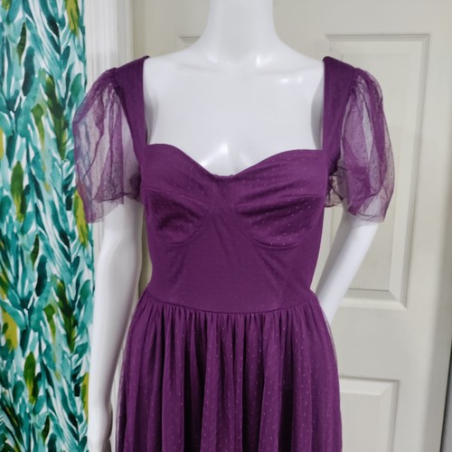 Lulus Whimsy Fairy Hochzeitsgast Pflaume Lila Tüll Bustier Midikleid Small Neu mit Etikett - Bild 3 von 8