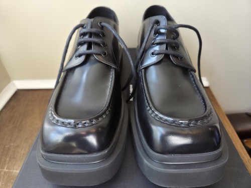 Dolce Gabbana Men's Black Calfskin Leather Square Toe Derby Shoes Size 13 US - Picture 3 of 14