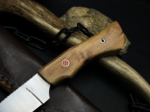 Handmade J-2 Steel Hunting Camping knife EDC Wood Handle, Cow Leather Sheath - Bild 3 von 6