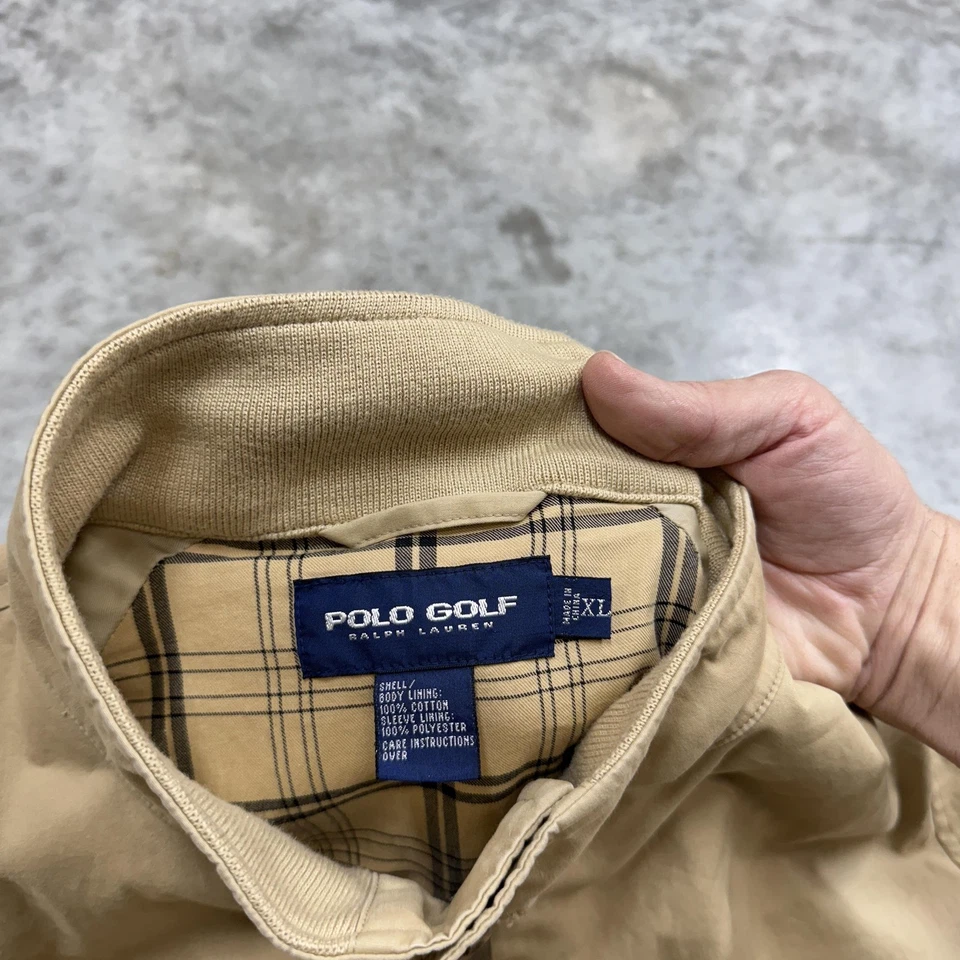 Chaqueta Polo Golf Ralph Lauren Para Hombres XL Caqui Tostado Harrington Cremallera Ventilada Forrada Foto 3 de 4