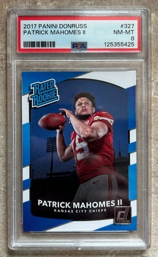 2017 Panini Donruss - Rated Rookie - Patrick Mahomes II #327 - PSA 8