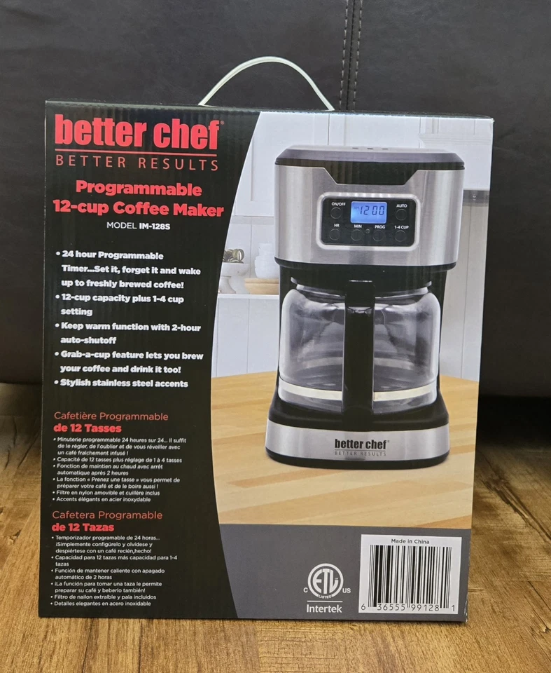 Better Chef 12-Cup Digital Coffee Maker Stainless Steel Programmable NEW/Sealed - Image 3 of 4