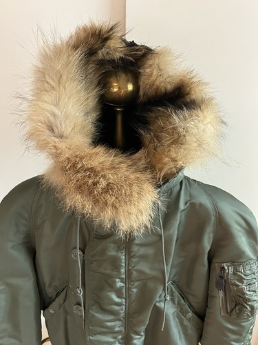 VIETNAM 60s ALPHA INDUSTRIES FLIGHT HEAVY (M) JACKET REAL FUR HOODED N-2B USA - Picture 19 of 24