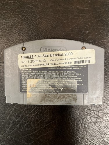 All Star Baseball 2000 Nintendo 64 N64 Authentic Tested Working - Picture 2 of 4