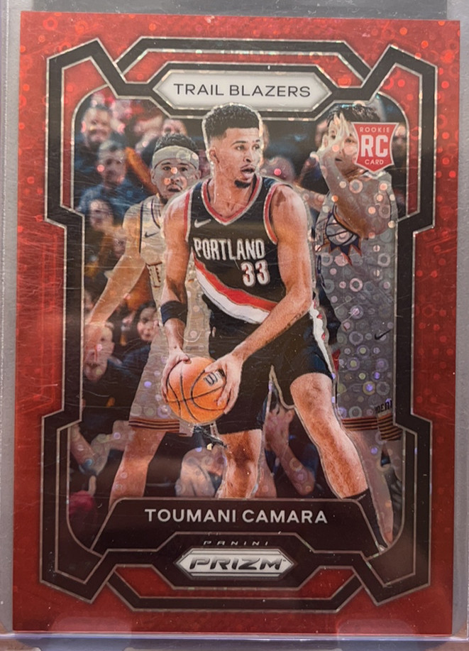 Toumani Camara 2023-24 Panini Prizm 036/100 Red Disco RC Blazers #164
