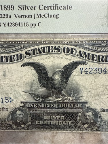 Fecha clave 1899 $1 Águila Negra Certificado Plata Fr. 229a (Vernon/McClung) PMG20 - Imagen 3 de 8