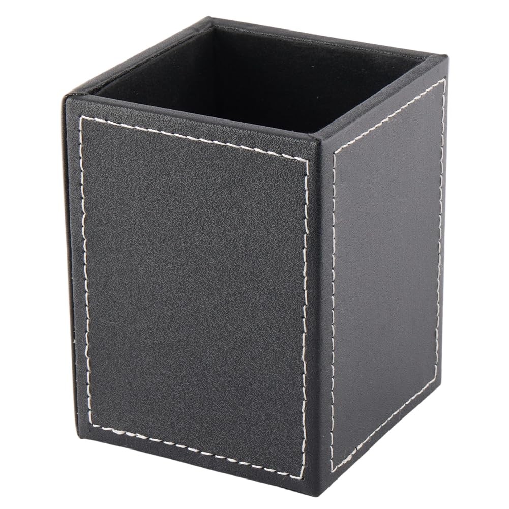 S Cup Container Square Leather Pens Holder M...