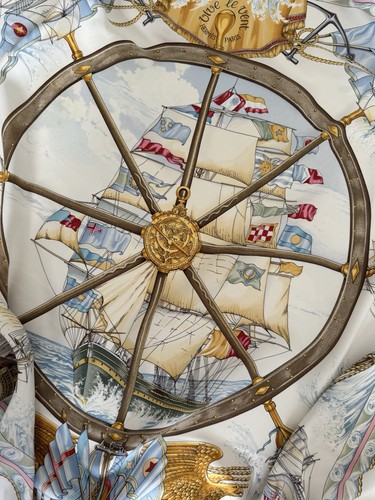 Hermes Silk Scarf Vive Le Vent. Authentic. Care. 90cm. Vintage. - Picture 2 of 13