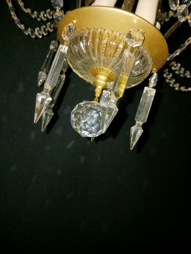 Vintage Crystals Prisms Chandelier Lighting Fixture 5 Light 260 CRYSTALS - Picture 5 of 20