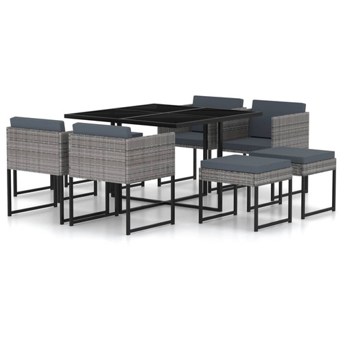 Patio Dining Set Outdoor Table and Chairs Furniture Set Poly Rattan vidaXL - Picture 6 of 30