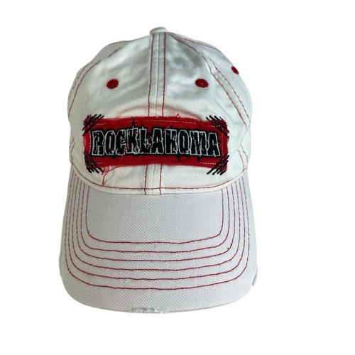 Rocklahoma Hat Cap White Rock Concert Pryor Oklahoma One Size Strapback Worn