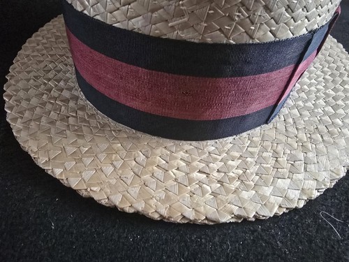 VINTAGE MADE IN JAPAN STRAW BOATER HAT SIZE 7 1/8 - Picture 5 of 22