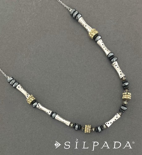 Ausgefallene Perlenkette SILPADA Sterlingsilber & Messing ON THE HORIZON ~ #N3350