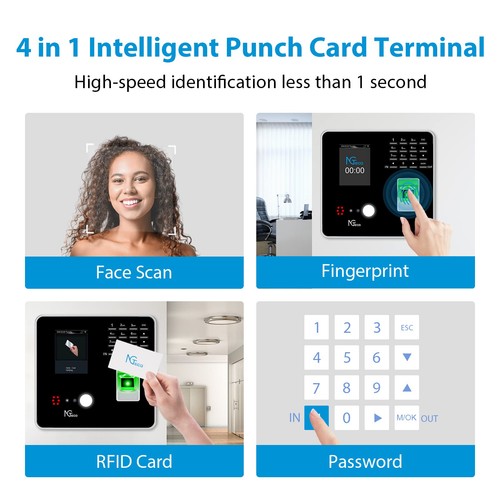 Time Clocks for Employees Small Business with Face, Finger Scan, RFID and PIN... - Foto 2 di 8