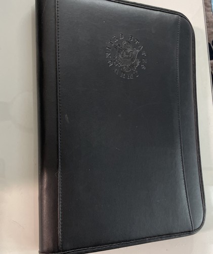 Zippered Padfolio Portfolio Binder, Leather Business Portfolio, Army On Front - Picture 7 of 7