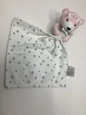 Wendy Bellissimo Pink Gray Bear Lovey Security Blanket Hearts Rare Stuffed Toy