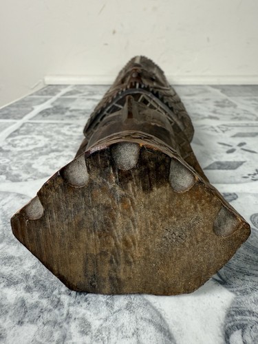 Vintage Kunst aus Holz Skulptur Religion alt Sammelfigur Handarbeit Deko - Bild 9 von 11