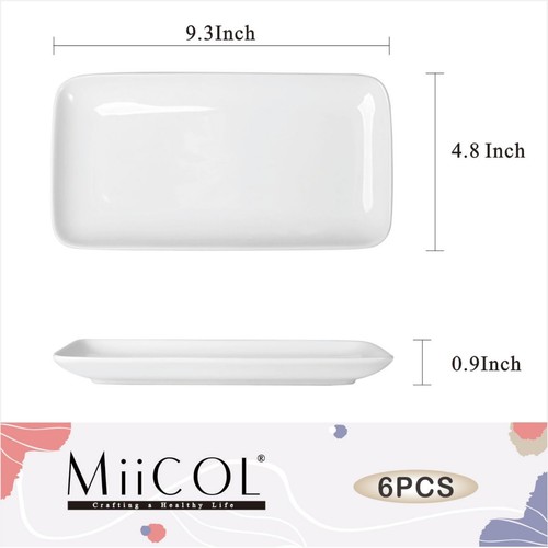 Small Platters Set of 6, Ceramic Rectangle Plates 9 Inch, Modern Sushi Plate ... - Picture 3 of 9