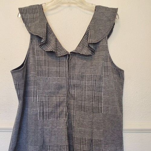 Paper Doll Herringbone Patch Sleeveless Zip Back Ruffle Neck Dress Womens Sz 3X - Picture 13 of 19