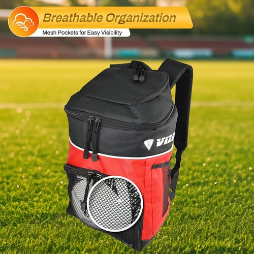 Vizari Red Sports Equipment Bag Durable Gear Organizer with Padded Straps - Picture 3 of 6
