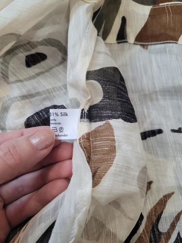 Nwot Eskandar Abstract Cream Brown Linen Silk Cascading Cocoon Jacket - Picture 8 of 12