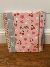 Blue Sky Eccolo 2026 Calendar Planner Weekly New Year Fashion Pink Cherries Hard
