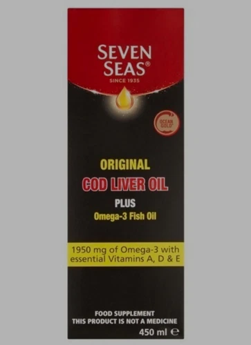 Seven Seas Original Cod Liver Oil Plus Omega-3 Fish Oil 450ml Vitamins A, D & E