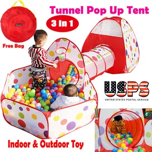 Portable-Kids-Indoor-Outdoor-Play-Tent-Crawl-Tunnel-Set-3-in-1-Ball-Pit-Tent-US